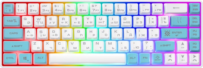 Клавиатура Defender DERON GK-098 (БЕЛЫЙ/ГОЛУБОЙ) (71434)