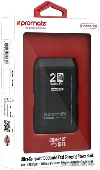Внешний аккумулятор Promate FORCE-10 10000MAH (ЧЕРНЫЙ) (374012)