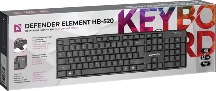 Клавиатура Defender ELEMENT HB-520 USB KZ (ЧЕРНЫЙ) (71440)
